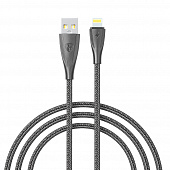 Кабель для зарядки USB(A)-iP BY Nylon Pro, 12Вт, 1 м, 2.4A, нейлон, черный 