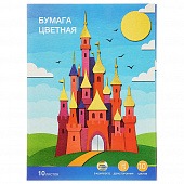 Бумага цветная ClipStudio "Альфа", А4, двухстор., мел. бум, 10л., 10цв.(вкл.золот. и сереб) 