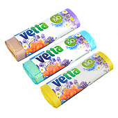 Мешки для мусора тм VETTA БИО, 60л,10шт, завязки,стандарт, 3 аром. (цитрус,морск. бриз,цветы), рулон 