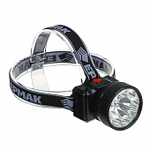 Фонарь налобный тм ЕРМАК, аккумуляторный, 8 ярк.+ 0,5 Вт LED, вилка 220В, 8,8x7,4х8,5см 