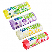 Мешки для мусора тм VETTA БИО, 30л, 20шт, стандарт, 4 аром.(ваниль, клубника, лимон, лаванда), рулон 