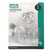 VETTA Набор крючков на присоске, прозрачные, 3шт, WF-058 