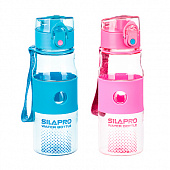 SILAPRO Спортивная бутылка 380мл, 18х6,5см, силикон, PC, 2 цвета 