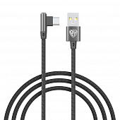 BY Кабель для зарядки Угловой USB(A)-Type-C, 36W, 1 м, 3A, нейлон, чёрный 
